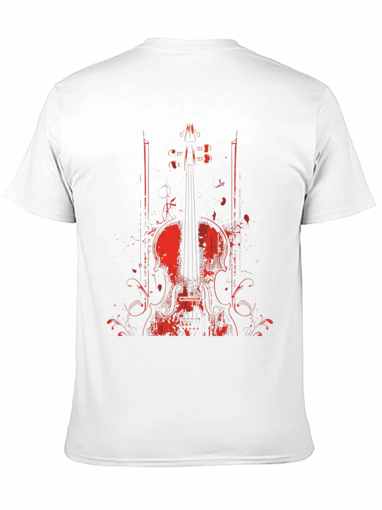 Violin Graphic Print Crew Neck T-Shirt