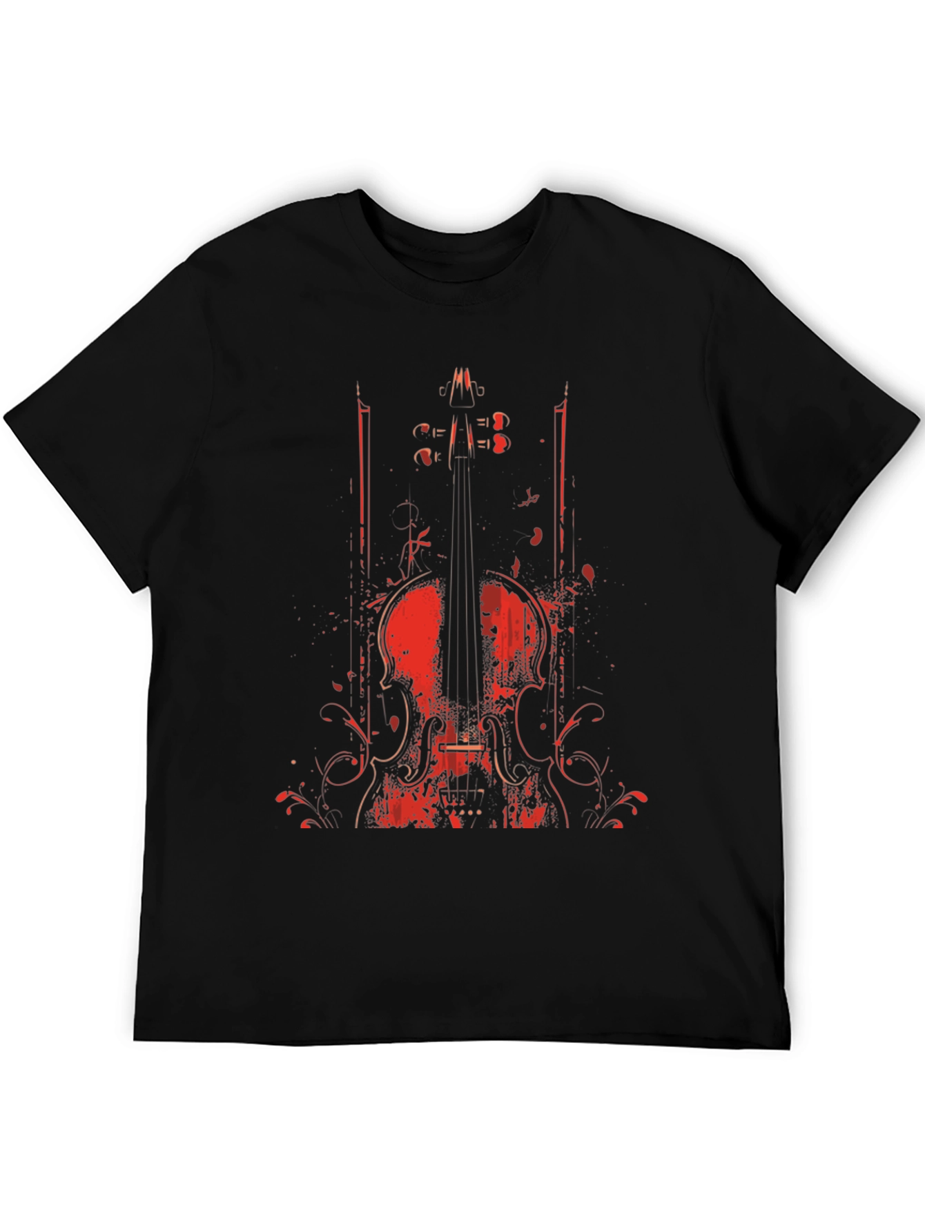 Violin Graphic Print Crew Neck T-Shirt