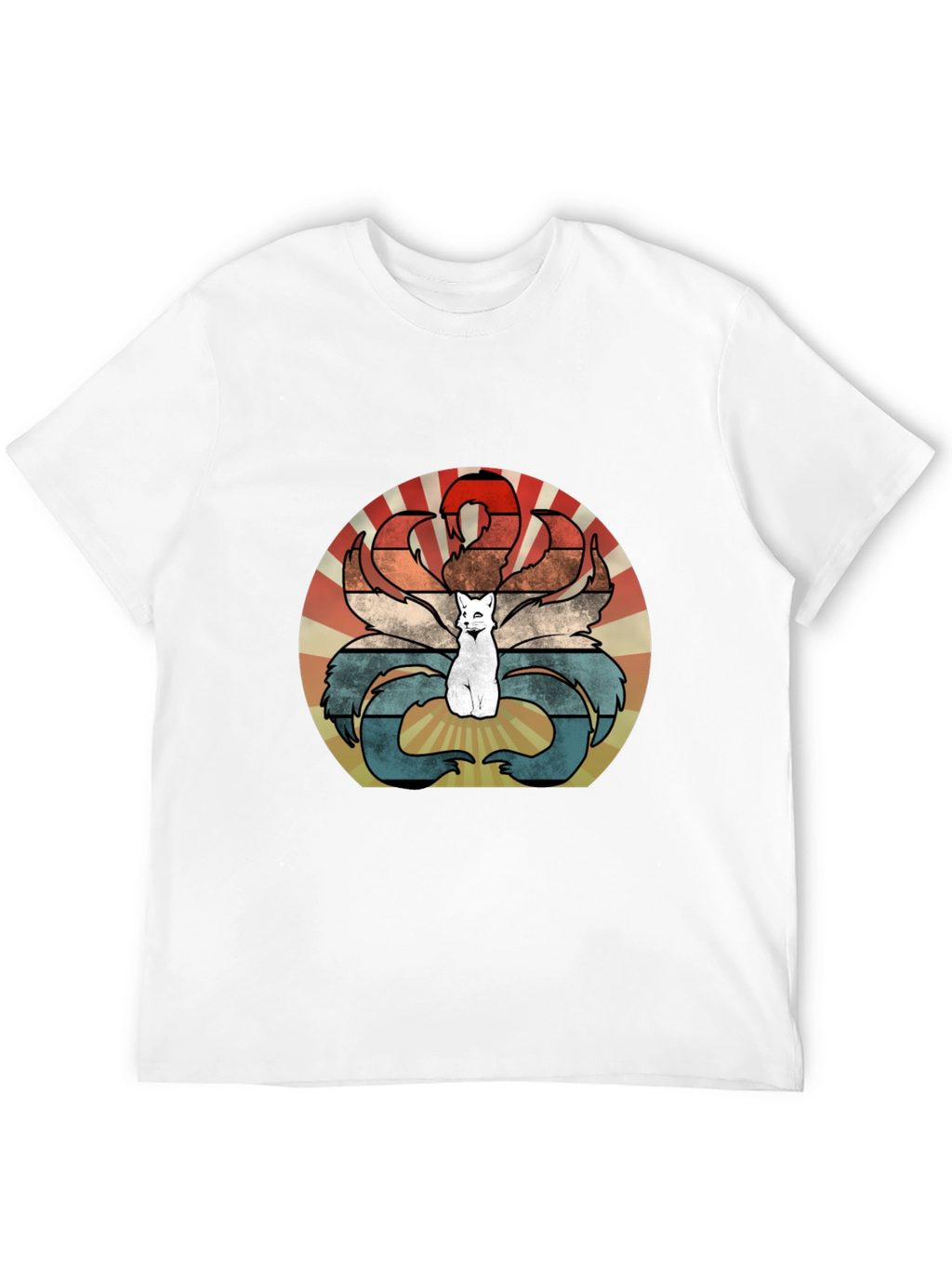 Nine-Tailed Fox Retro T-Shirt - Kitsune Design