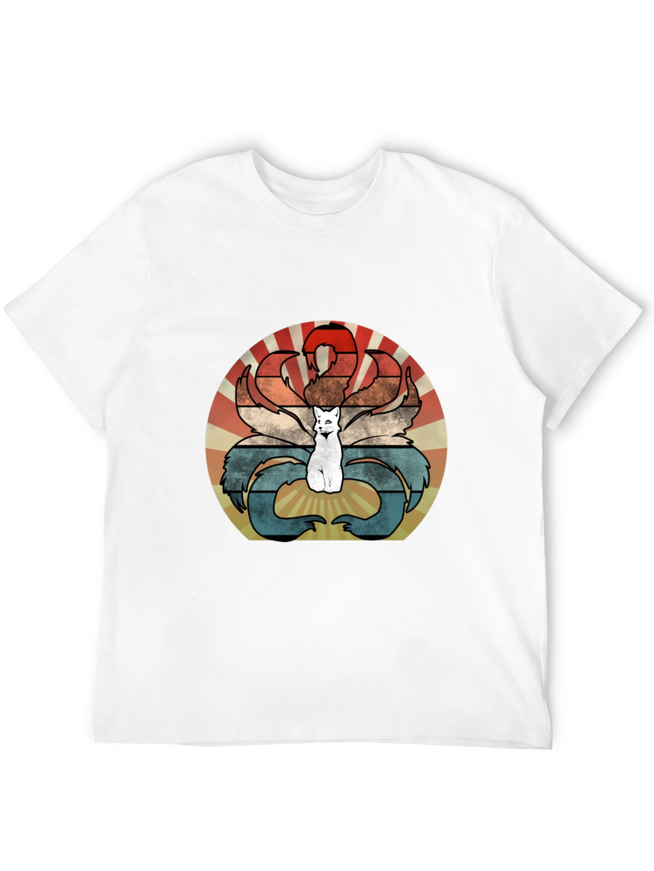 Nine-Tailed Fox Retro T-Shirt - Kitsune Design