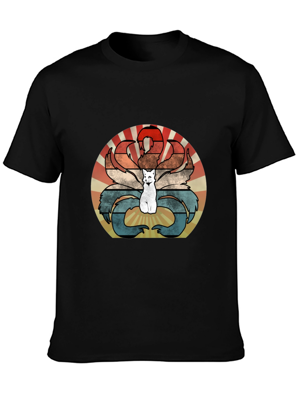 Nine-Tailed Fox Retro T-Shirt - Kitsune Design