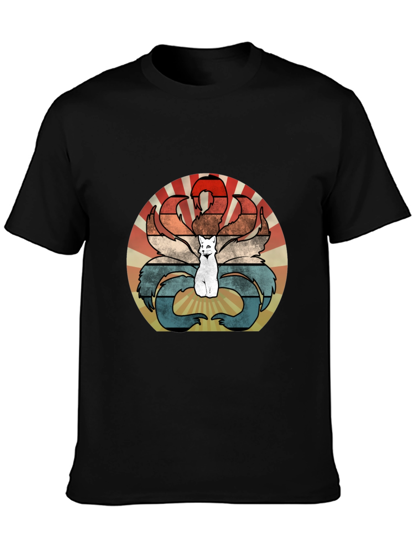 Nine-Tailed Fox Retro T-Shirt - Kitsune Design