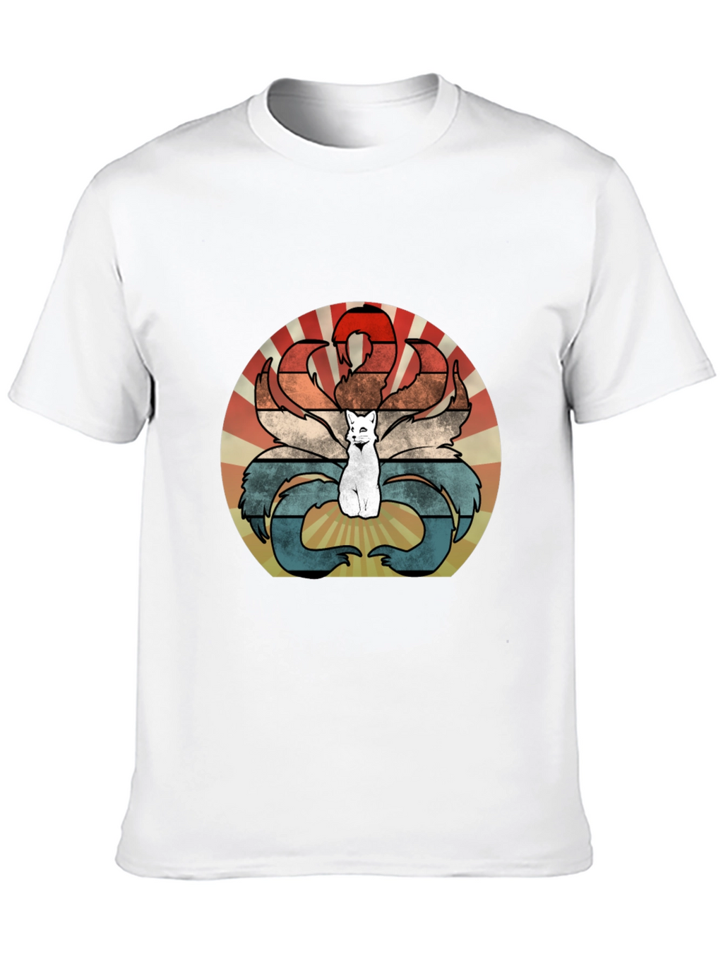 Nine-Tailed Fox Retro T-Shirt - Kitsune Design
