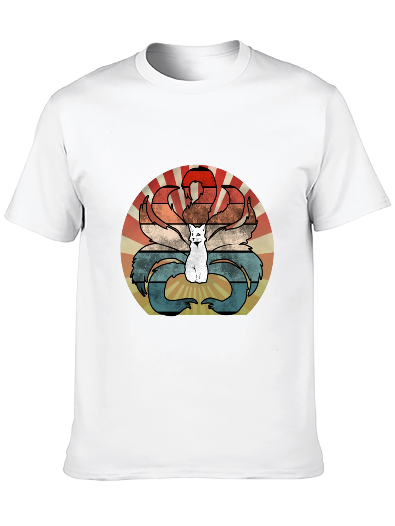 Nine-Tailed Fox Retro T-Shirt - Kitsune Design