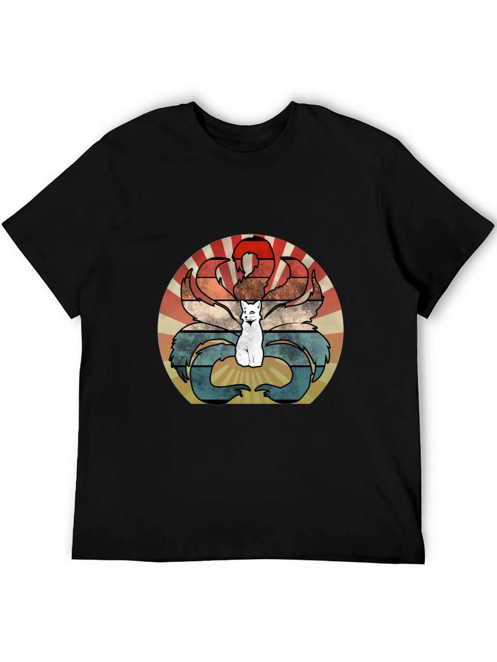 Nine-Tailed Fox Retro T-Shirt - Kitsune Design