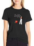Selfie Graphic Tee - Black Cotton Blend Shirt