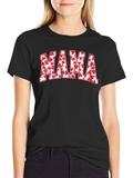 Mama Heart Print Black T-Shirt