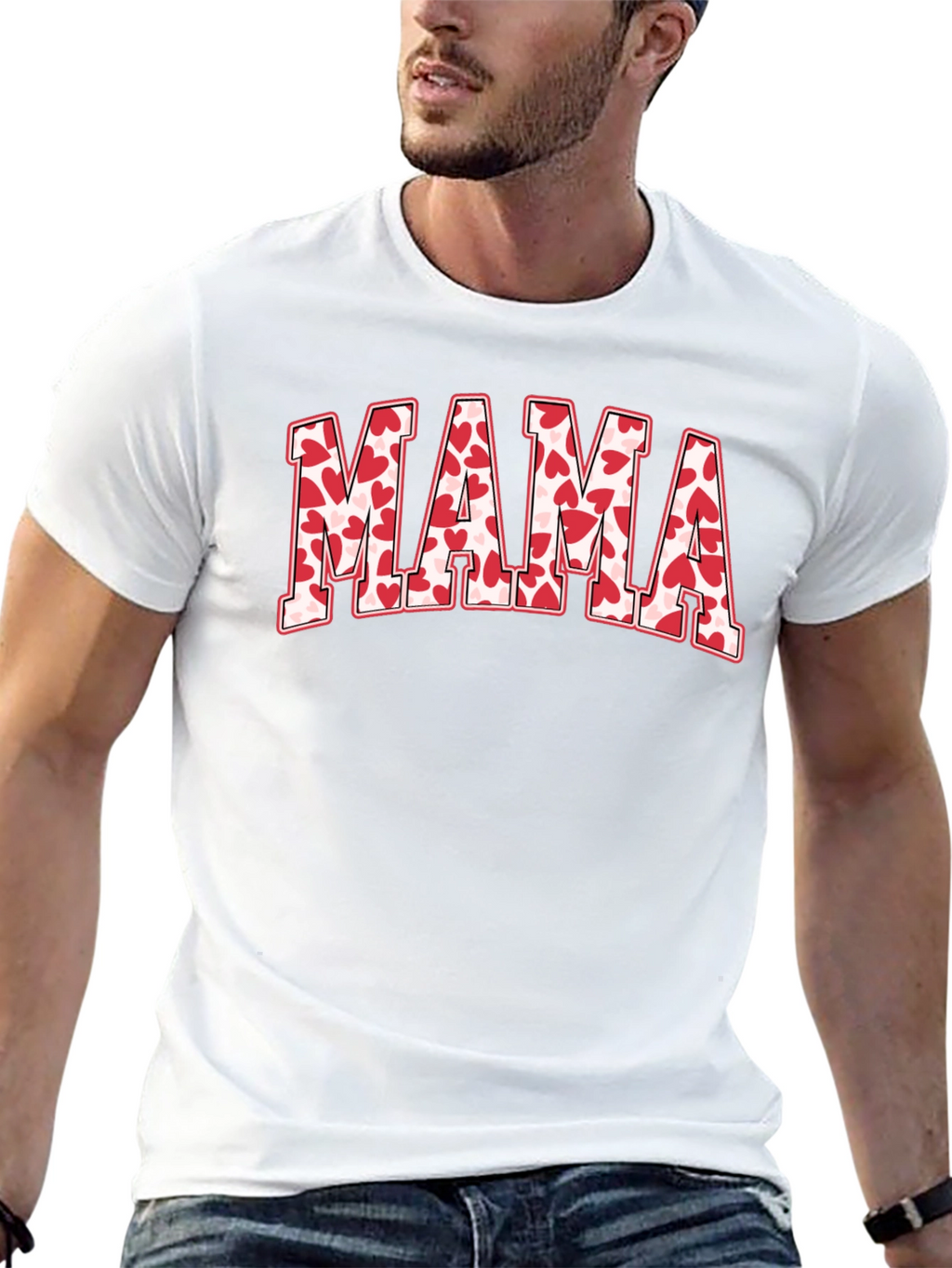 Mama Heart Print Black T-Shirt