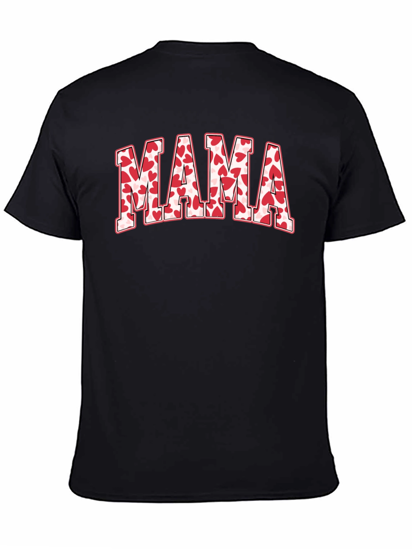 Mama Heart Print Black T-Shirt