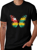 Togo Flag Butterfly Graphic Tee - Black Cotton T-Shirt