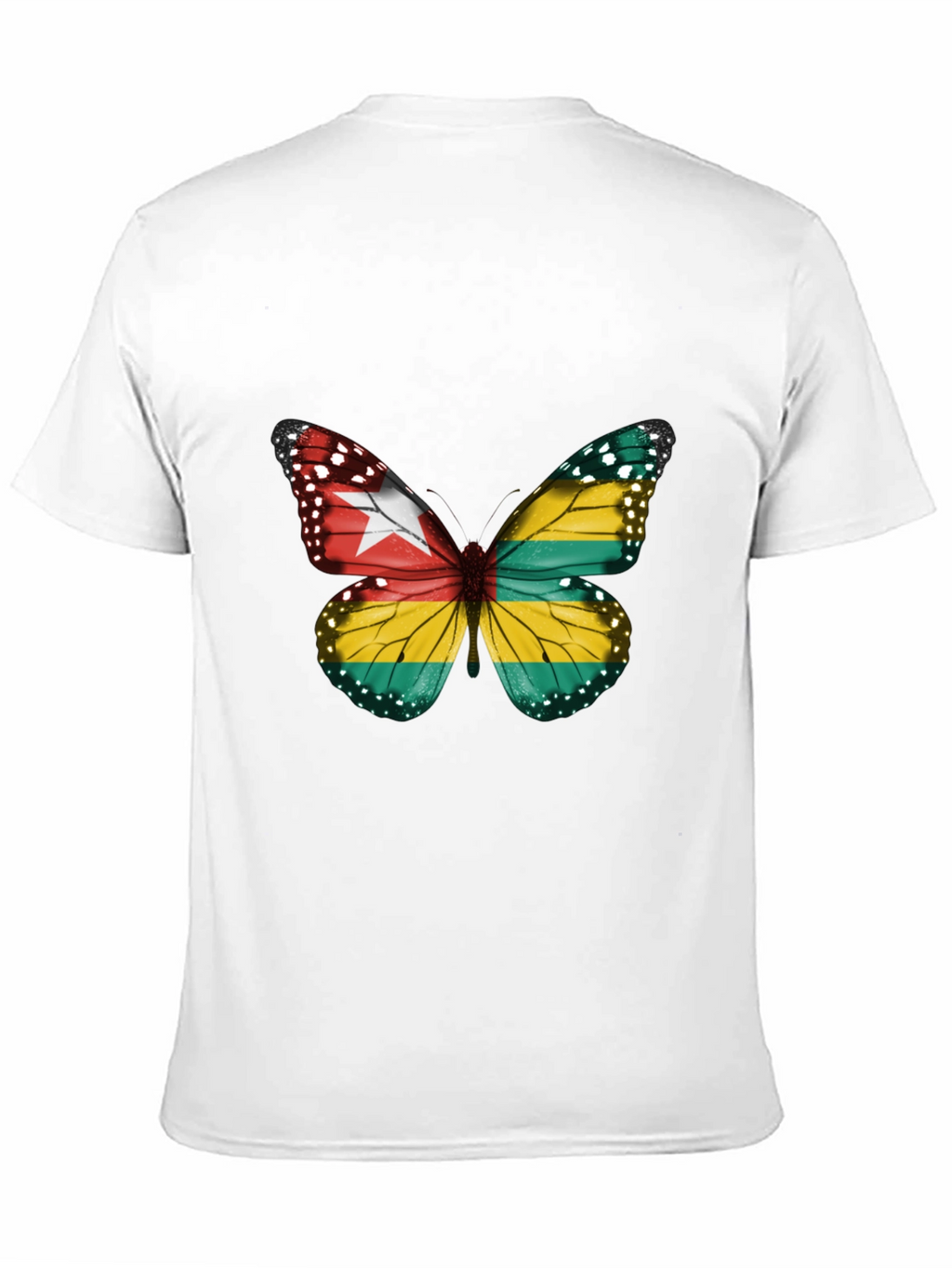 Togo Flag Butterfly Graphic Tee - Black Cotton T-Shirt