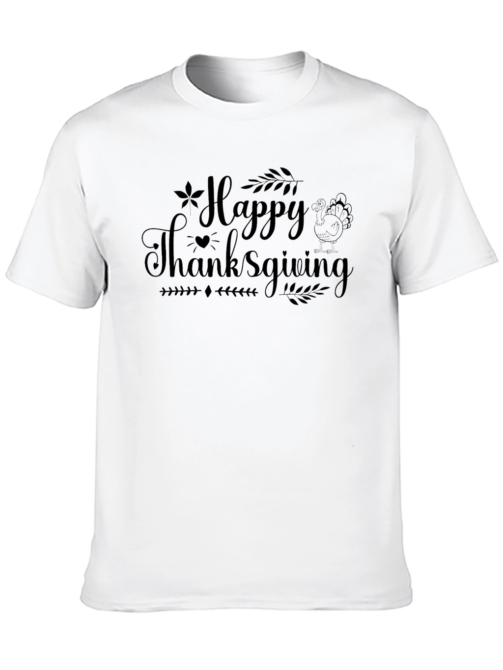 Happy Thanksgiving Black Graphic T-Shirt