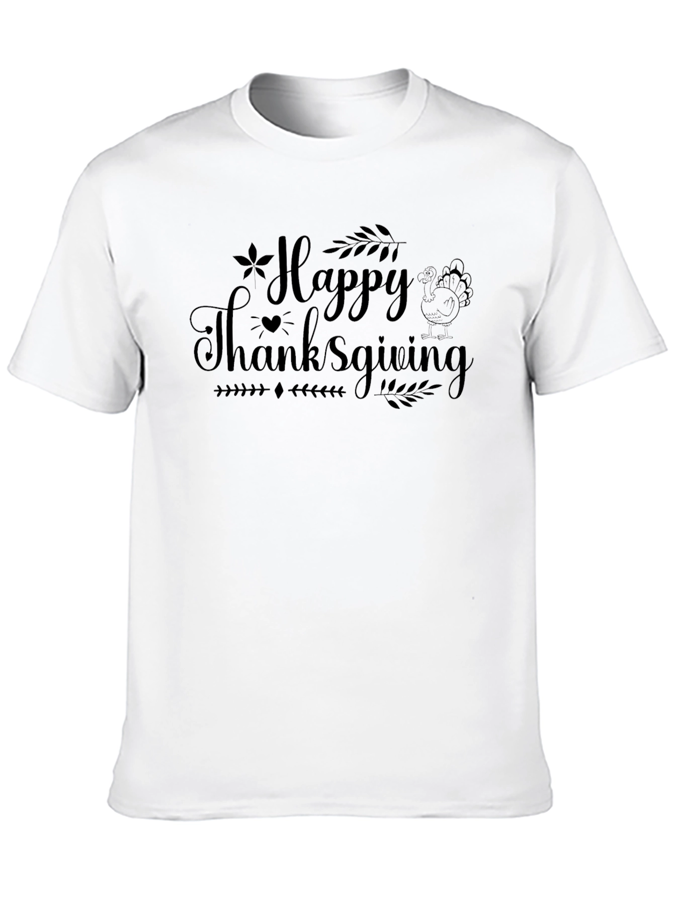 Happy Thanksgiving Black Graphic T-Shirt