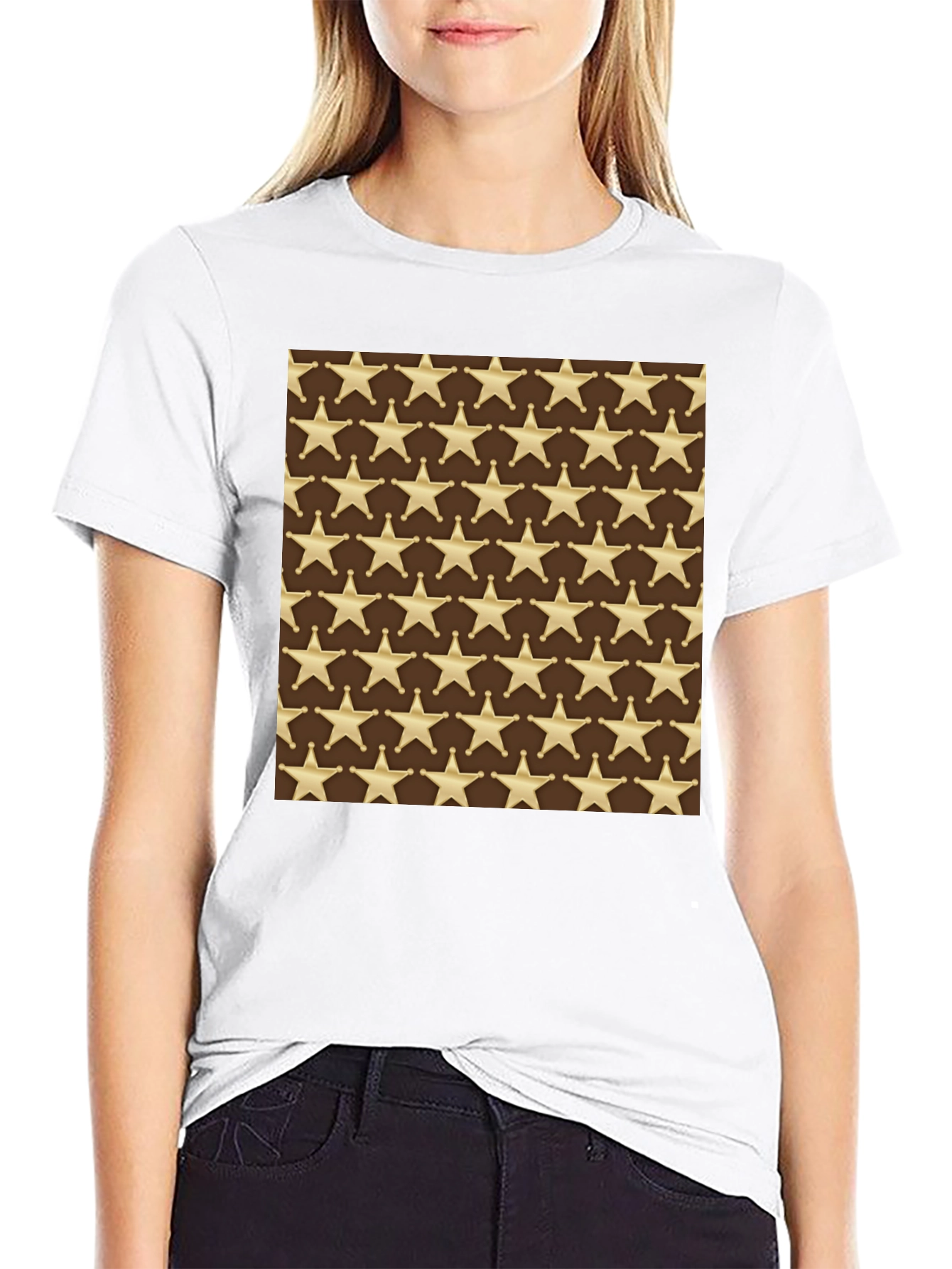 Sheriff Star Pattern T-Shirt - Western Style