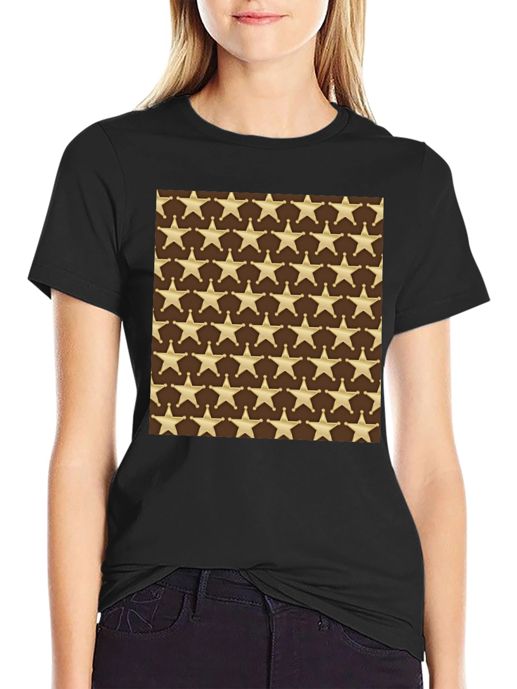 Sheriff Star Pattern T-Shirt - Western Style