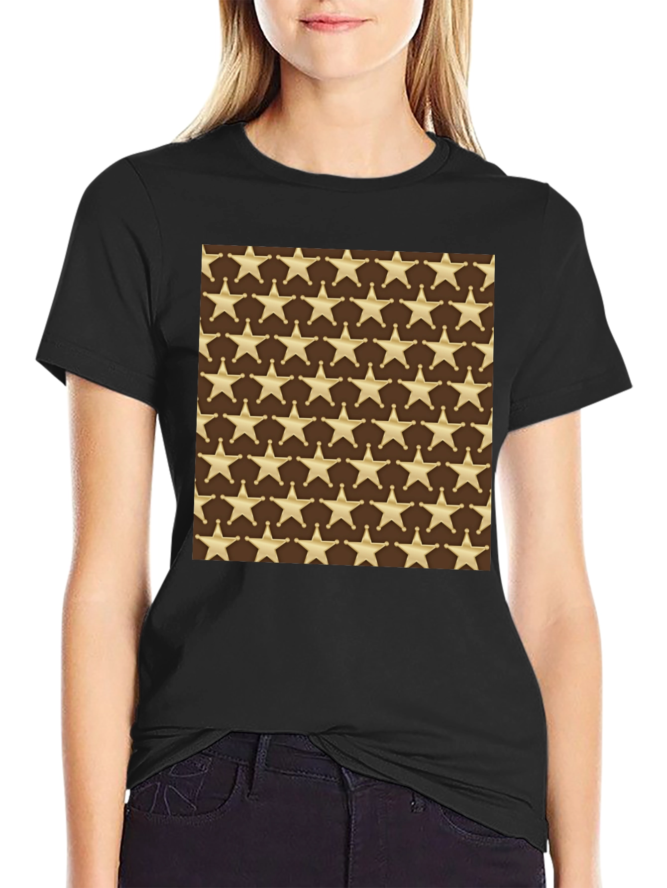 Sheriff Star Pattern T-Shirt - Western Style