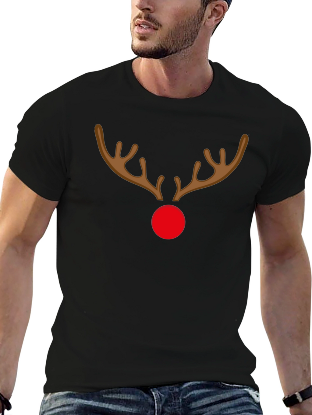 Festive Reindeer Graphic Tee - Holiday Spirit