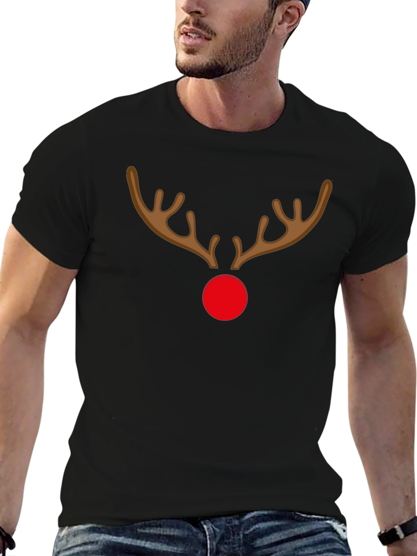 Festive Reindeer Graphic Tee - Holiday Spirit