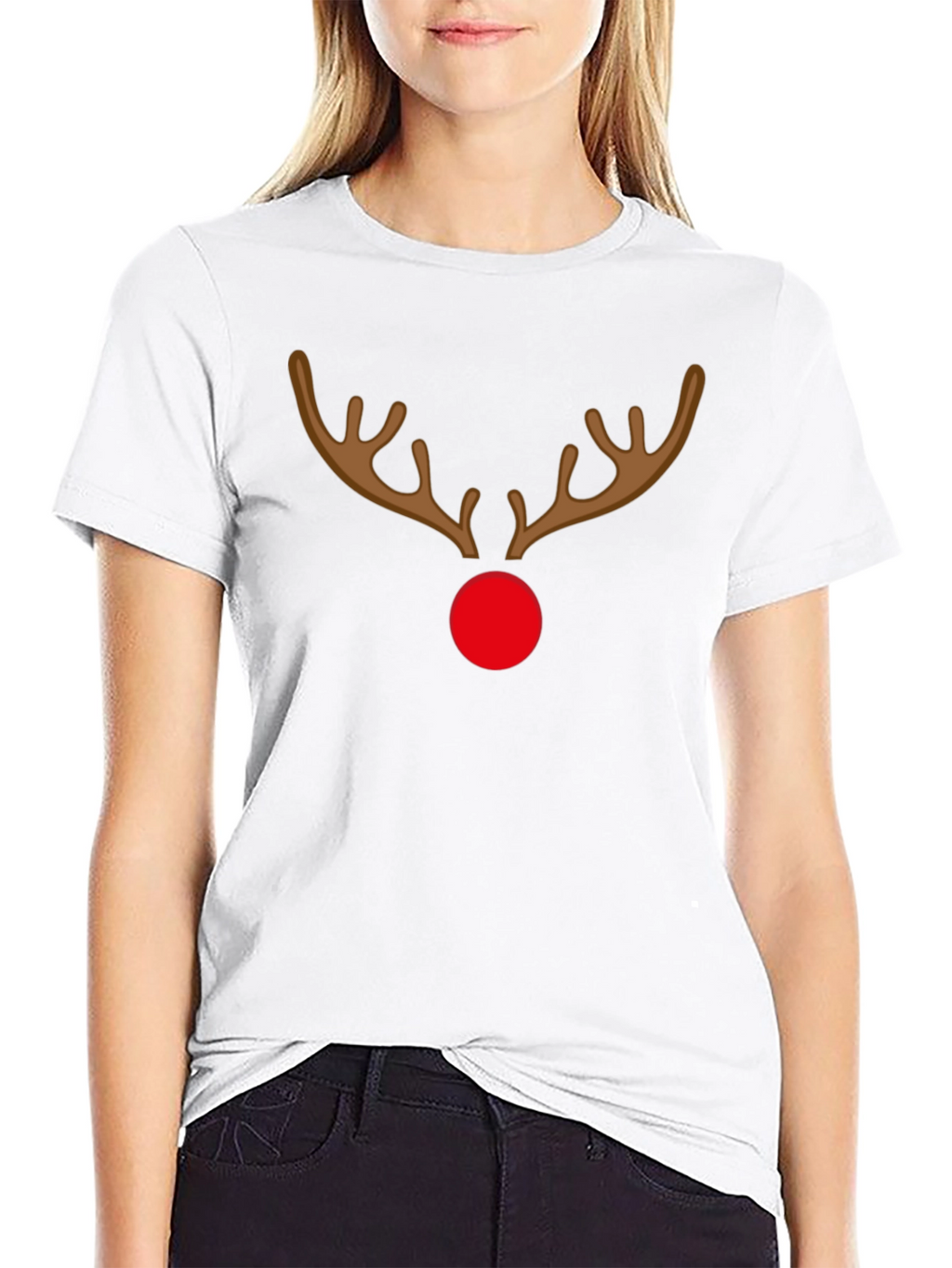 Festive Reindeer Graphic Tee - Holiday Spirit