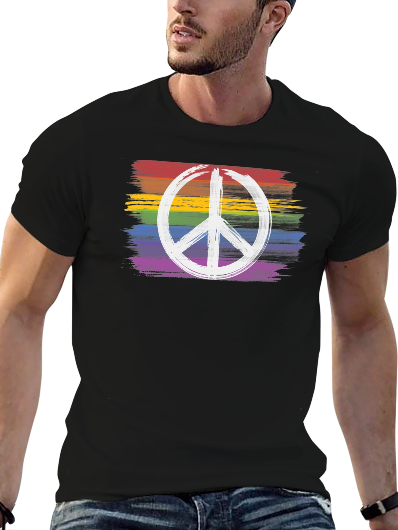 Rainbow Peace Sign Graphic Tee