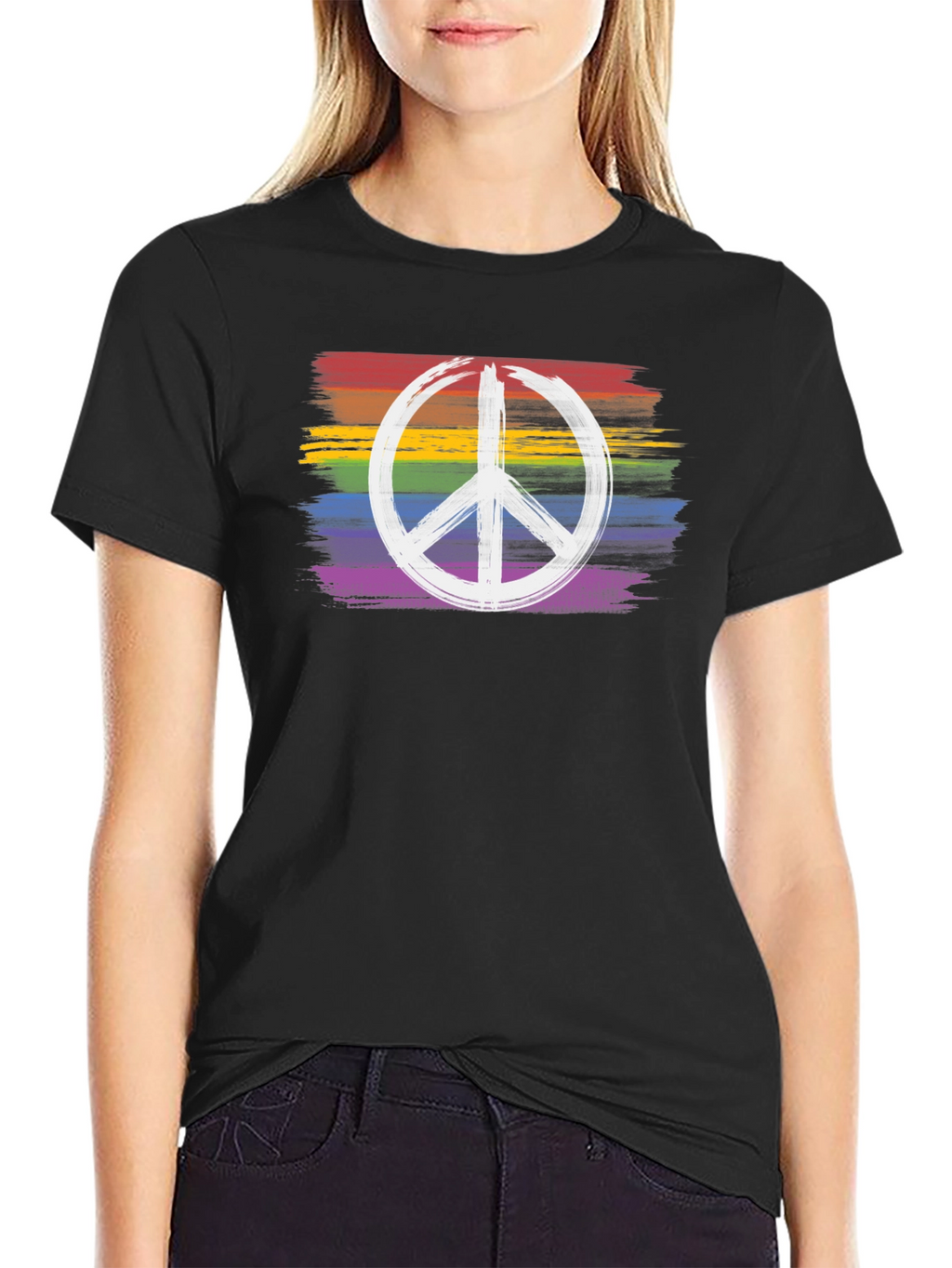 Rainbow Peace Sign Graphic Tee