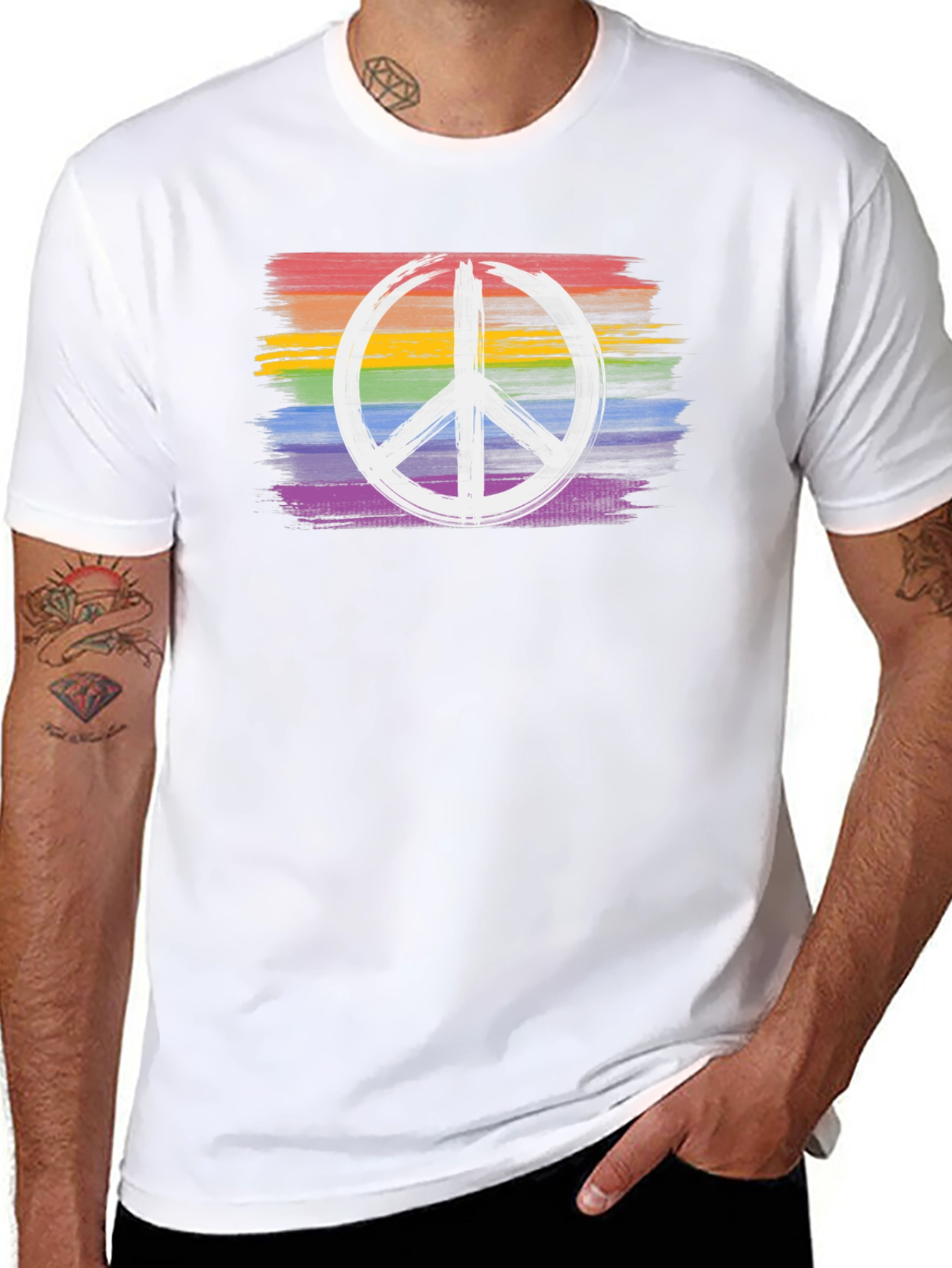 Rainbow Peace Sign Graphic Tee