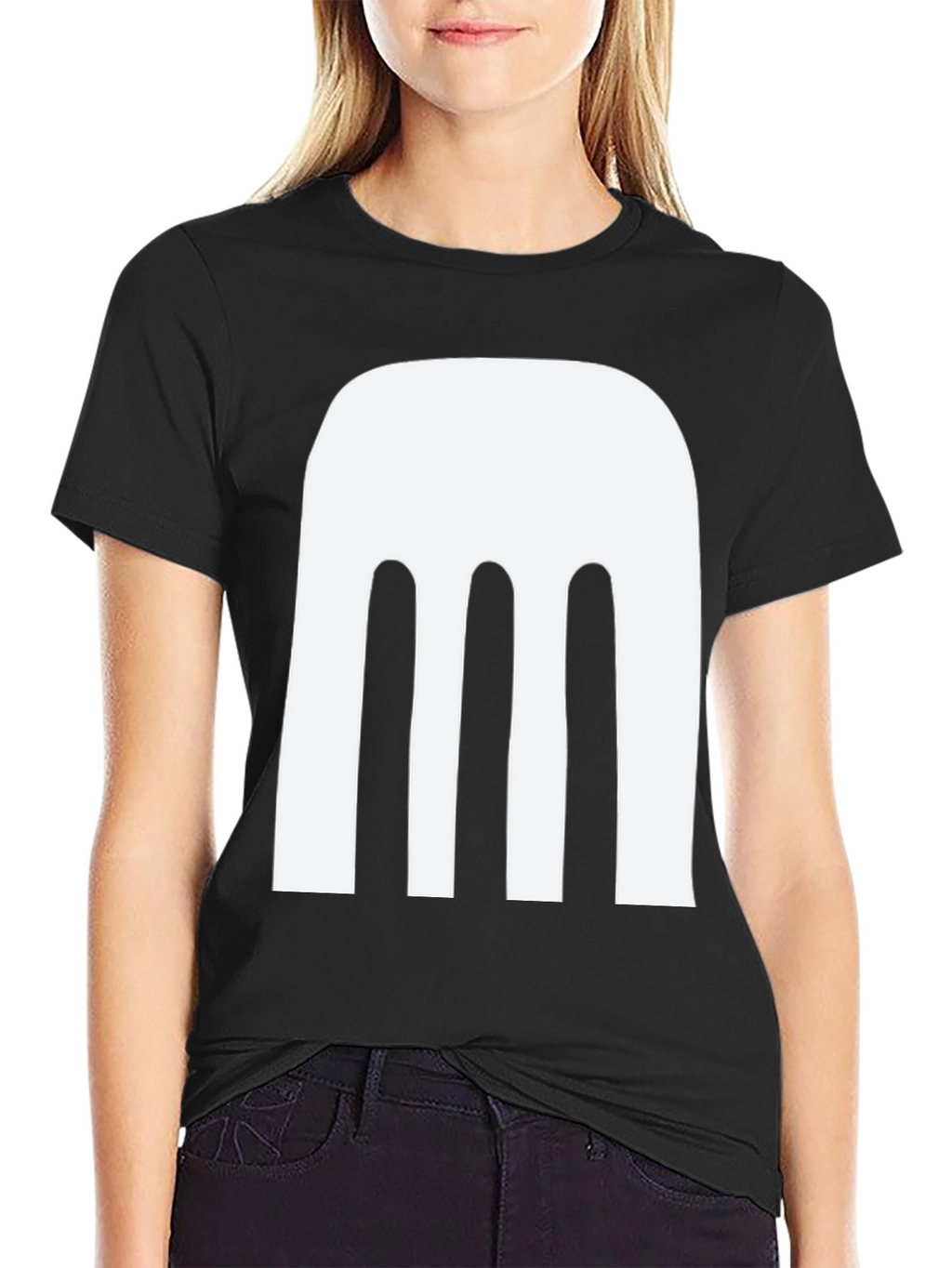 Abstract White Design Black T-Shirt