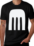 Abstract White Design Black T-Shirt