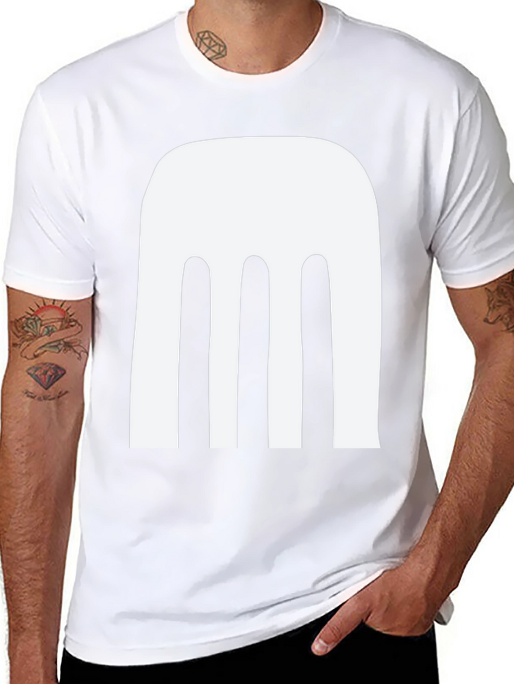 Abstract White Design Black T-Shirt