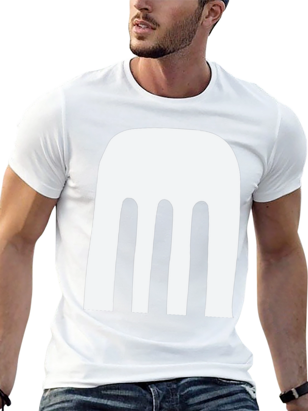 Abstract White Design Black T-Shirt