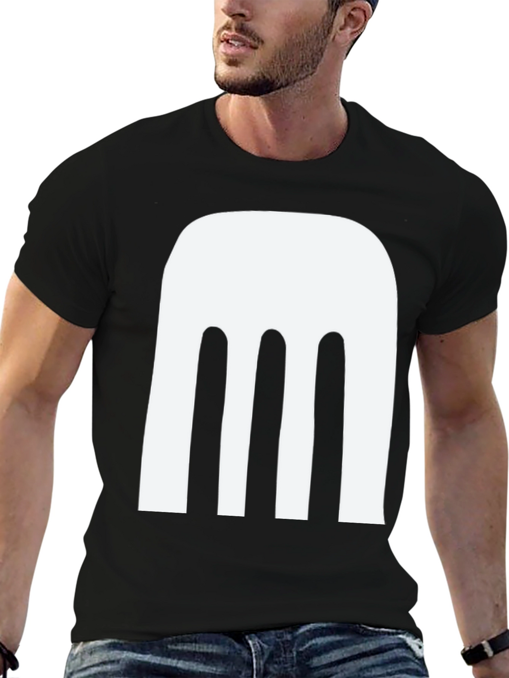 Abstract White Design Black T-Shirt