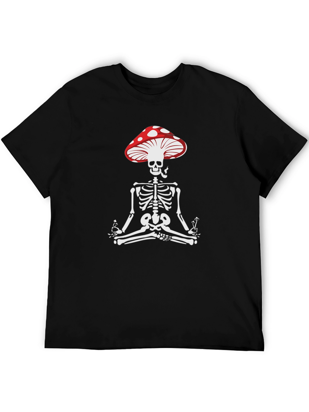 Mushroom Skeleton Graphic Tee - Meditating Skeleton