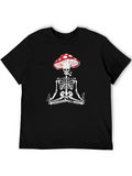 Mushroom Skeleton Graphic Tee - Meditating Skeleton