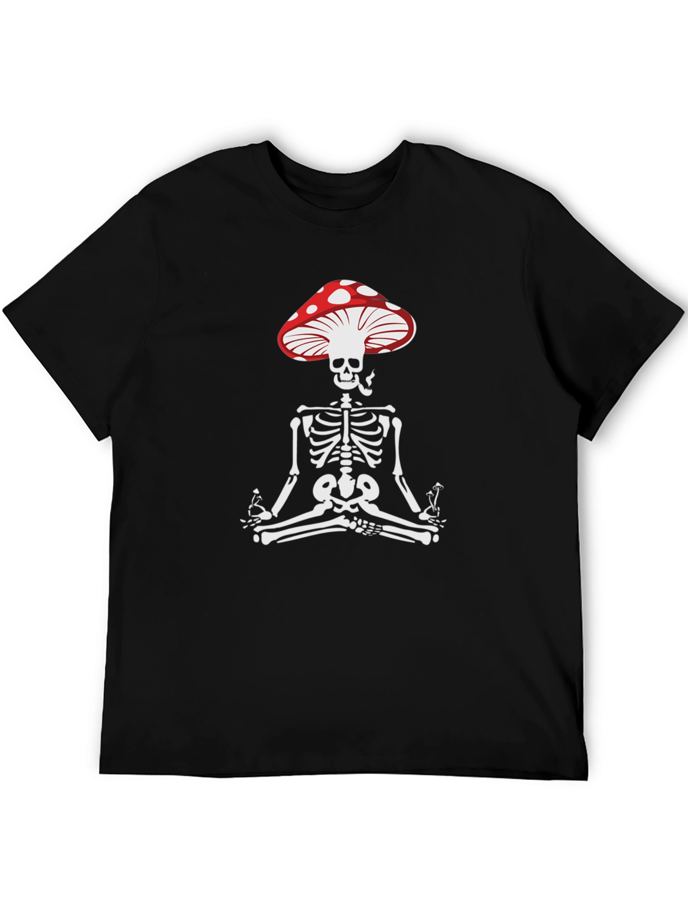 Mushroom Skeleton Graphic Tee - Meditating Skeleton