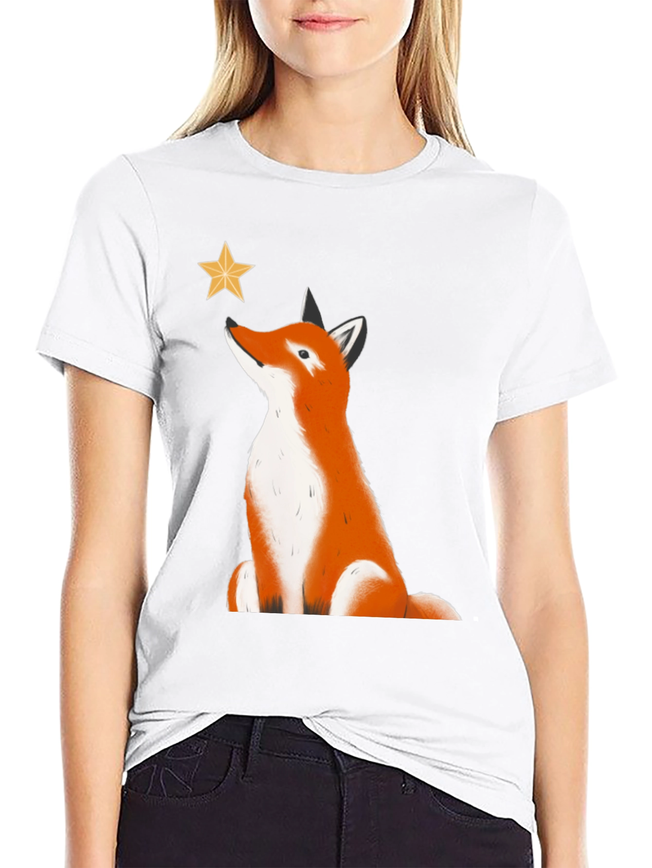 Fox Stargazer Graphic Tee - Black Cotton T-Shirt