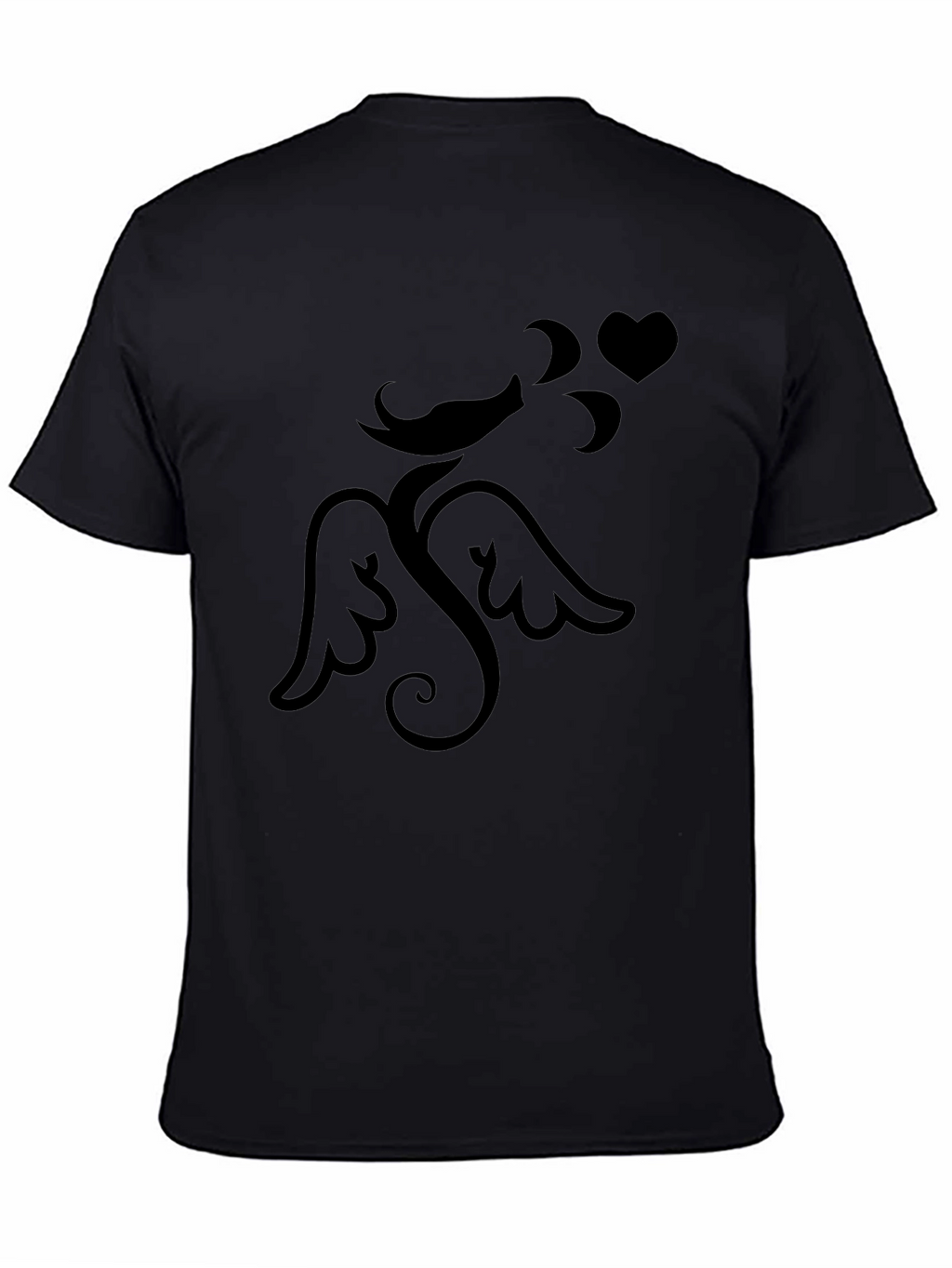 Mens Black Graphic Tee - Cupid Love Heart