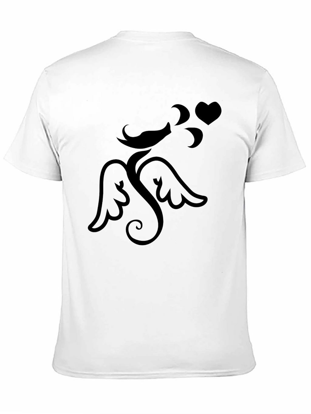Mens Black Graphic Tee - Cupid Love Heart