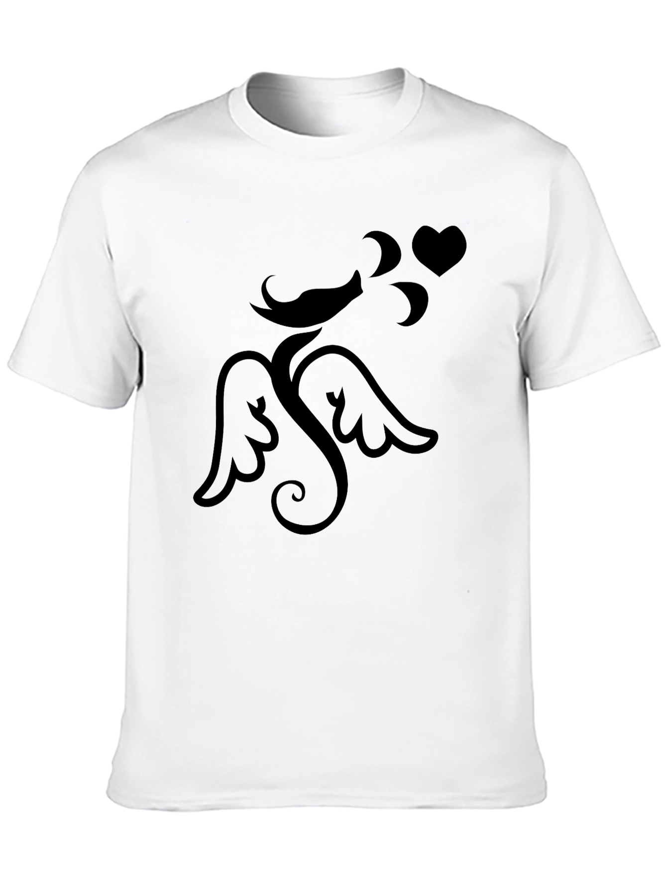 Mens Black Graphic Tee - Cupid Love Heart