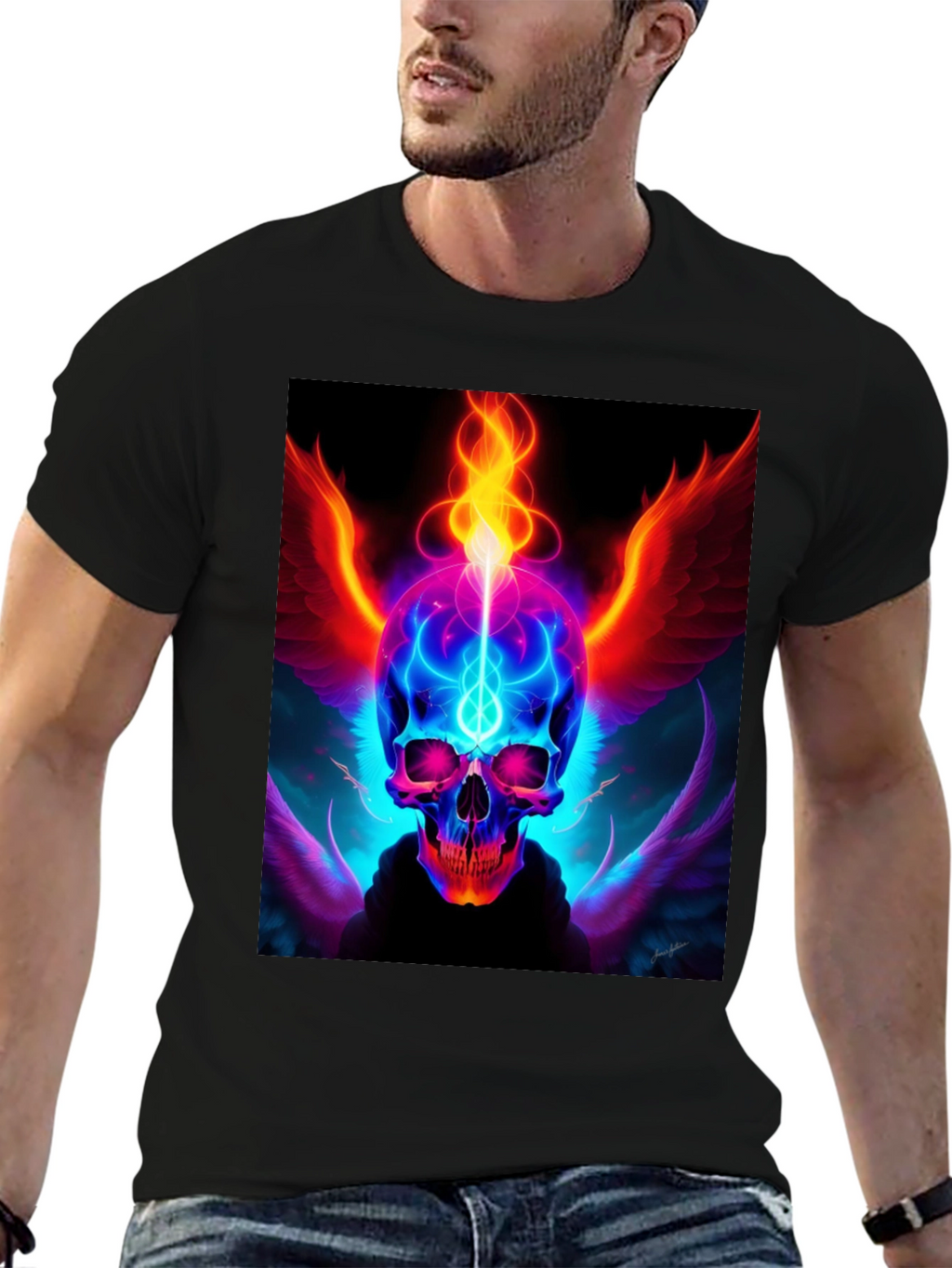 Fiery Skull Graphic Tee - Edgy Design