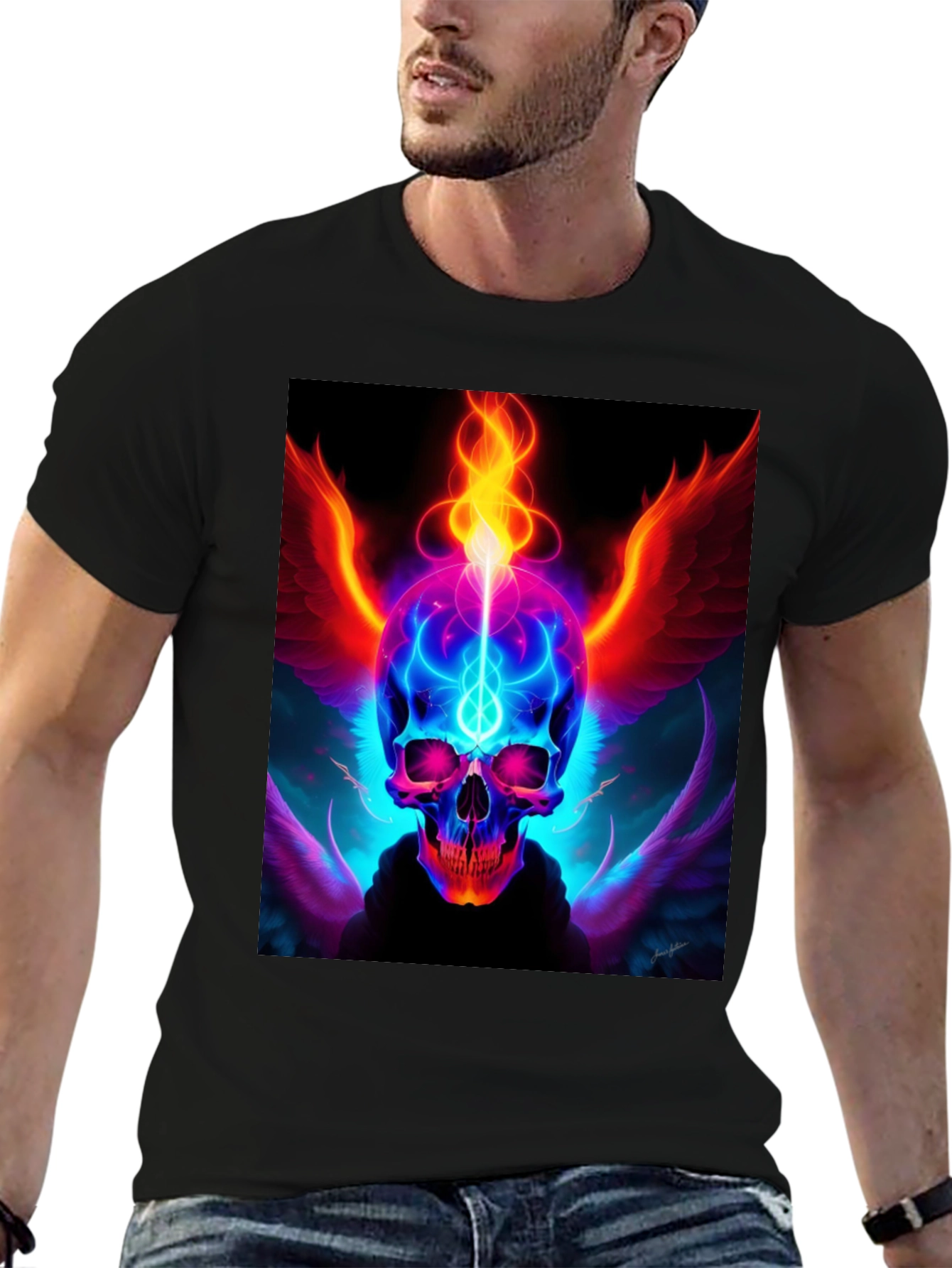 Fiery Skull Graphic Tee - Edgy Design
