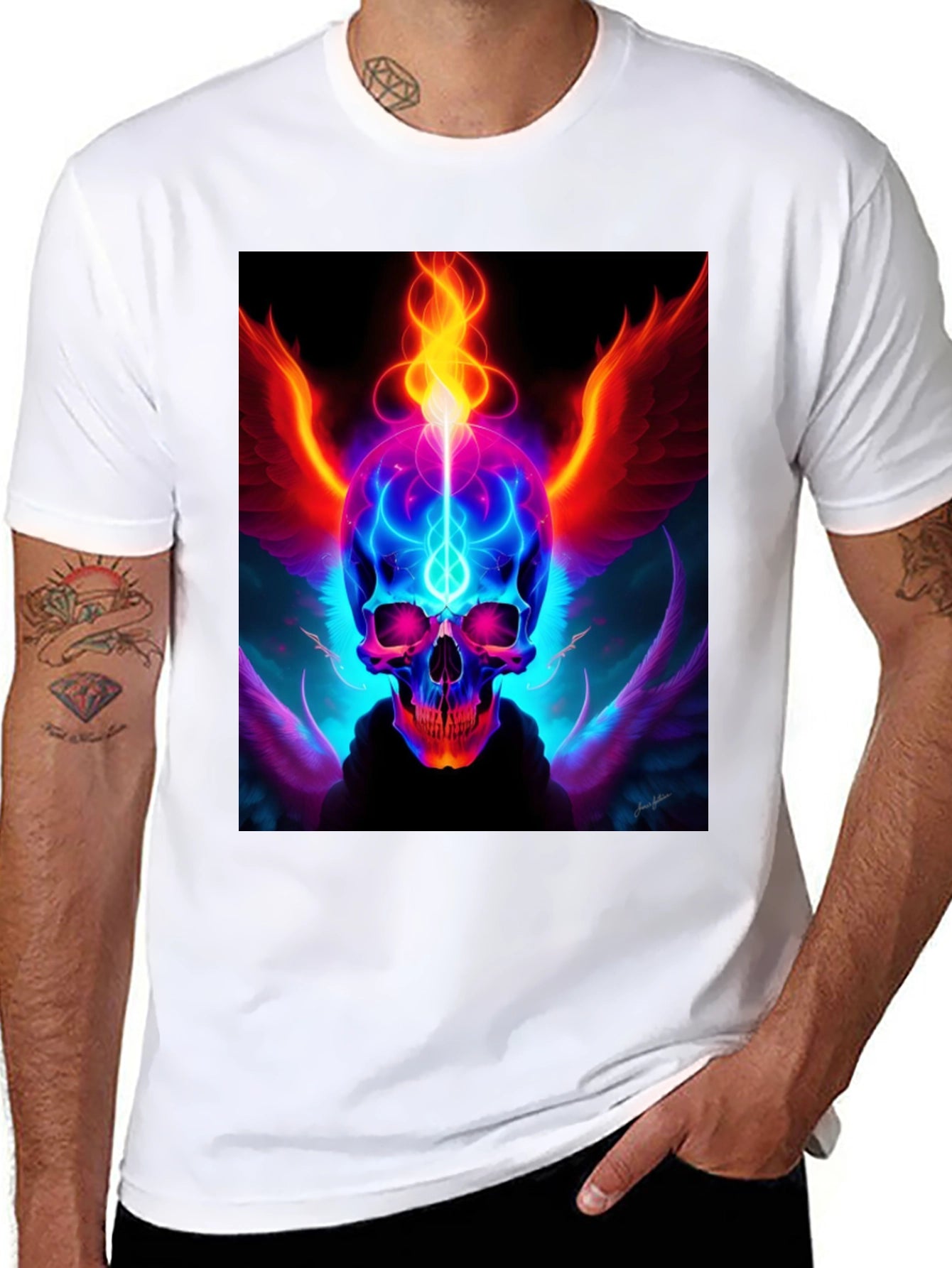 Fiery Skull Graphic Tee - Edgy Design