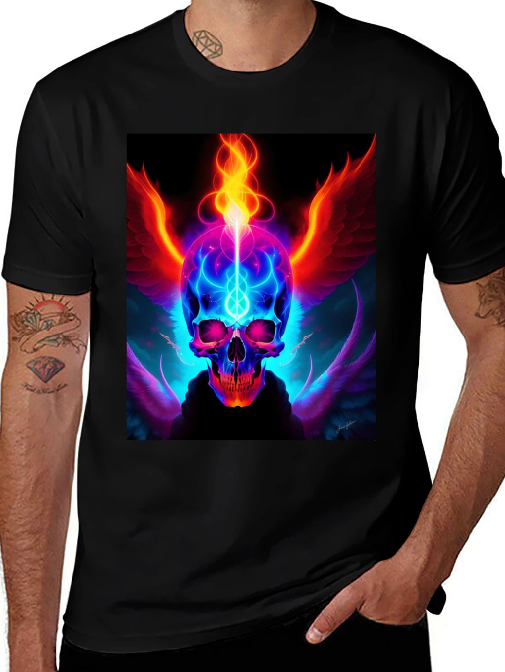Fiery Skull Graphic Tee - Edgy Design
