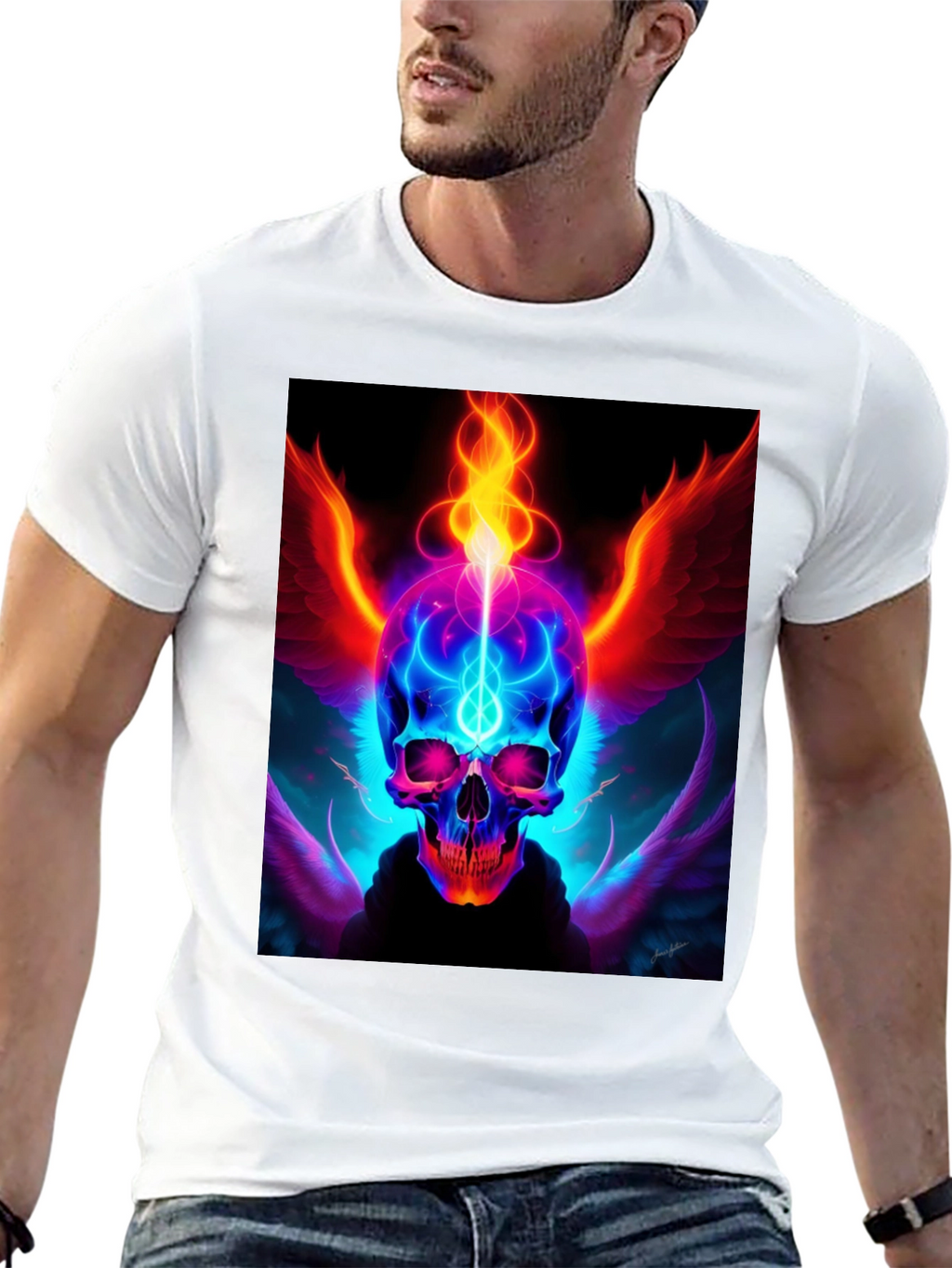 Fiery Skull Graphic Tee - Edgy Design