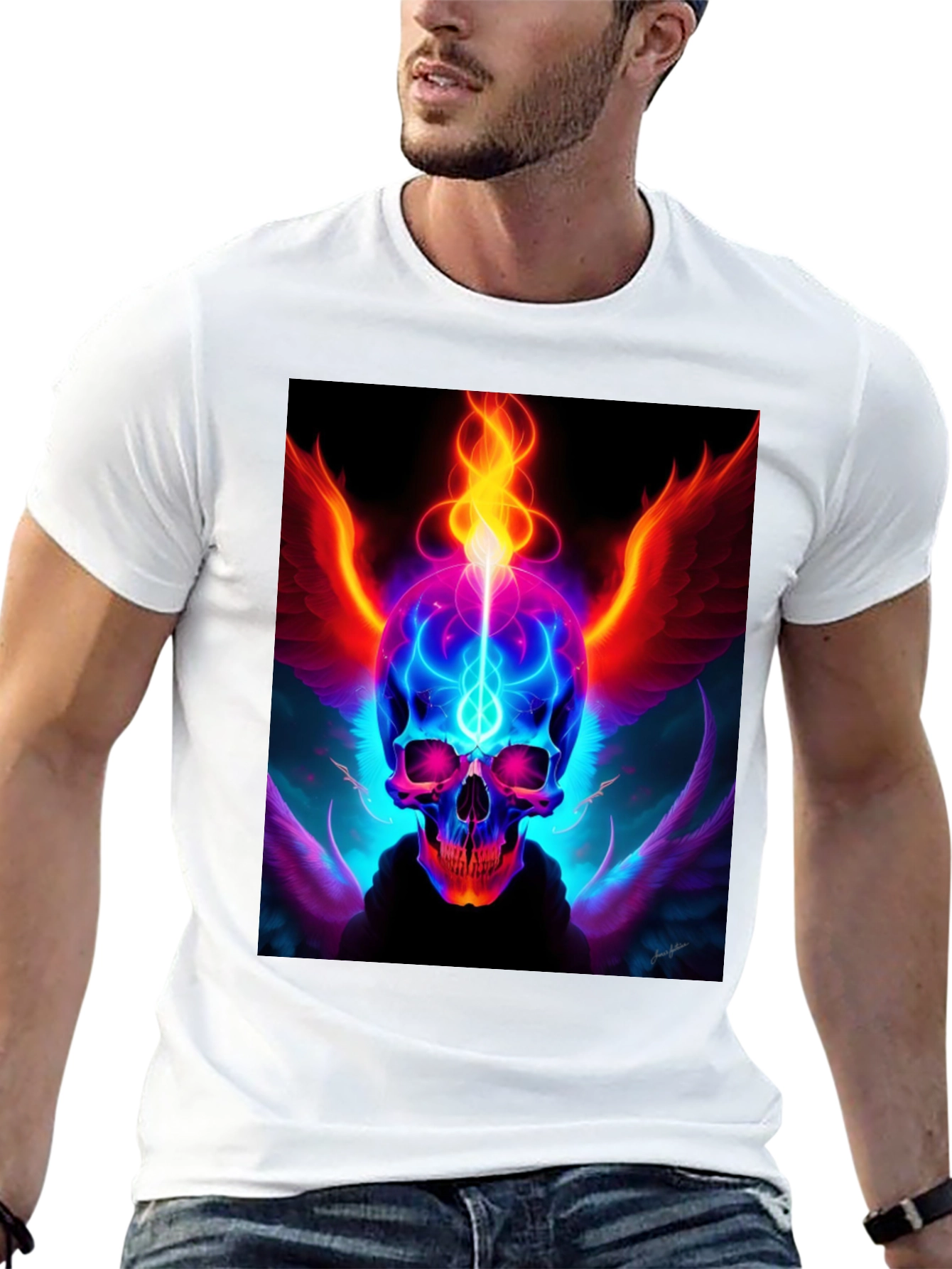 Fiery Skull Graphic Tee - Edgy Design