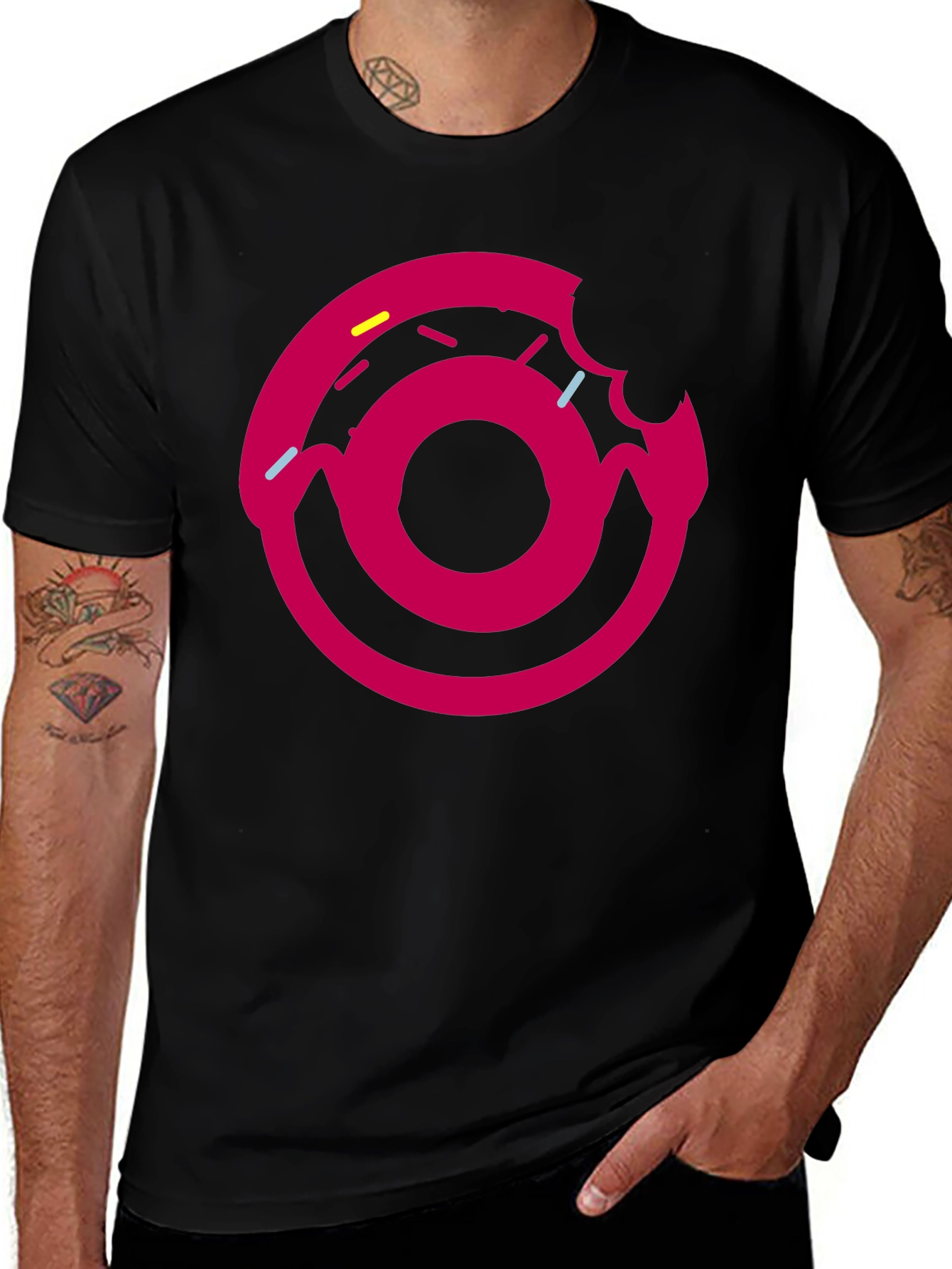 Donut Graphic T-Shirt - Black Fun Casual Tee