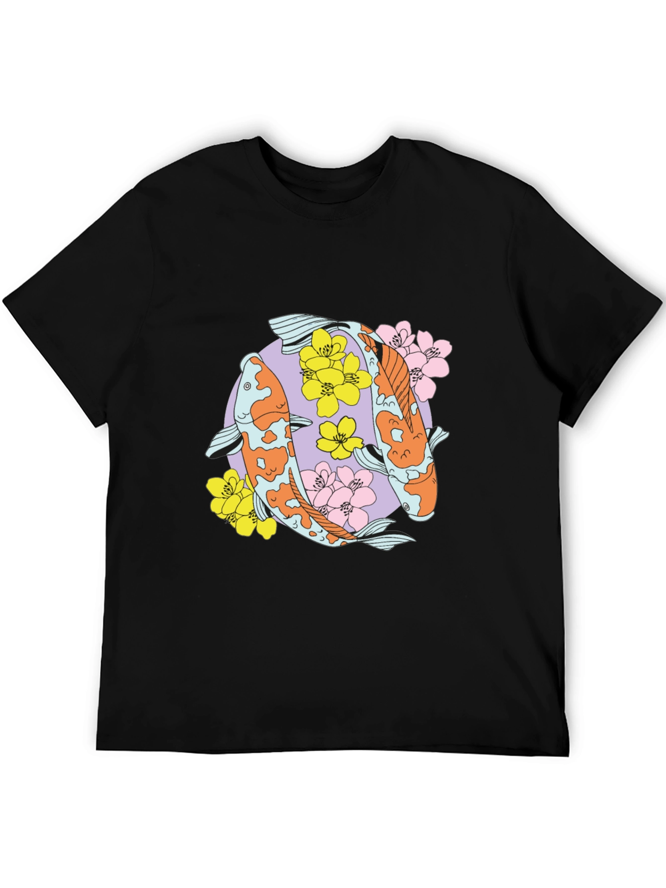 Koi Fish Graphic Tee - Trendy Black T-Shirt