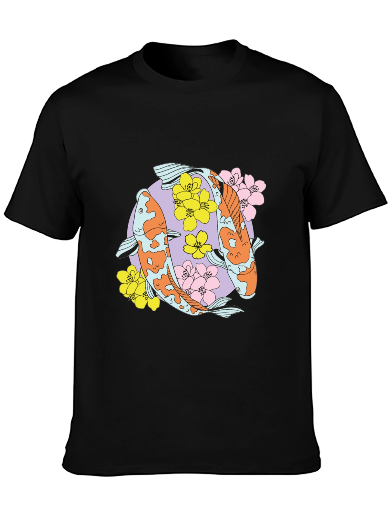 Koi Fish Graphic Tee - Trendy Black T-Shirt