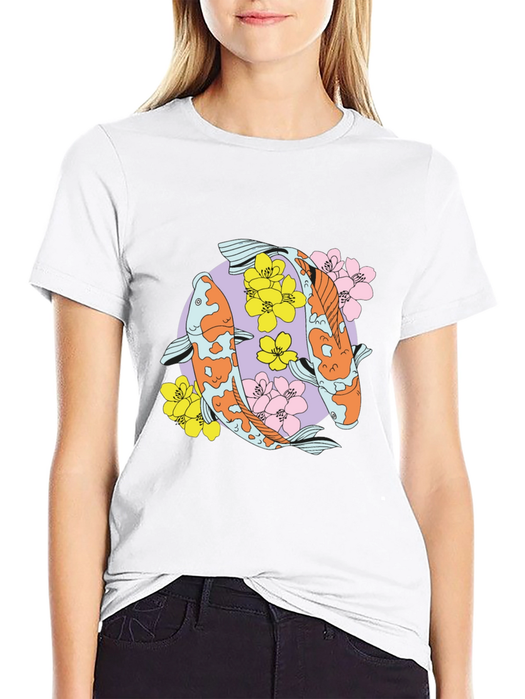 Koi Fish Graphic Tee - Trendy Black T-Shirt