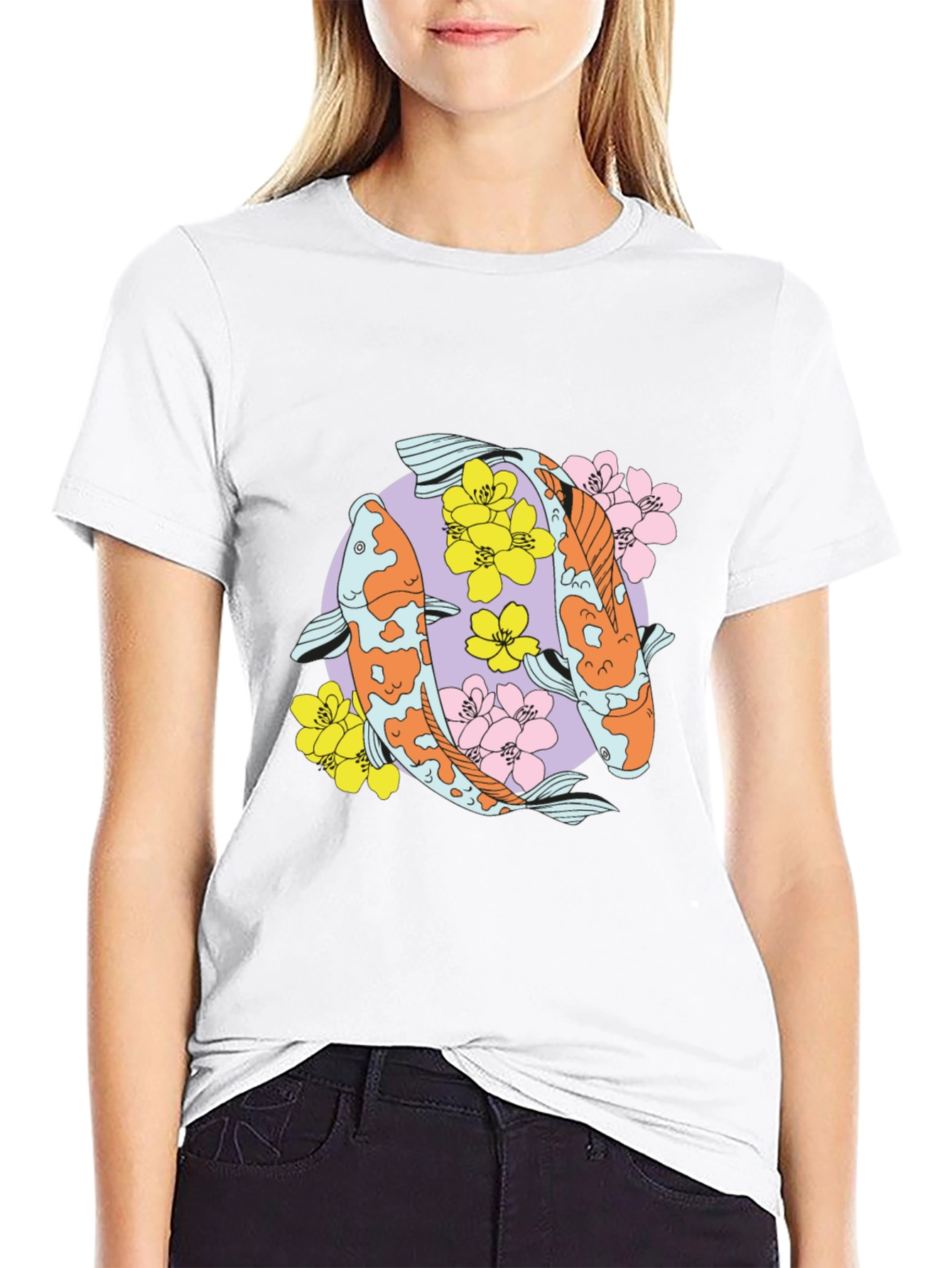 Koi Fish Graphic Tee - Trendy Black T-Shirt