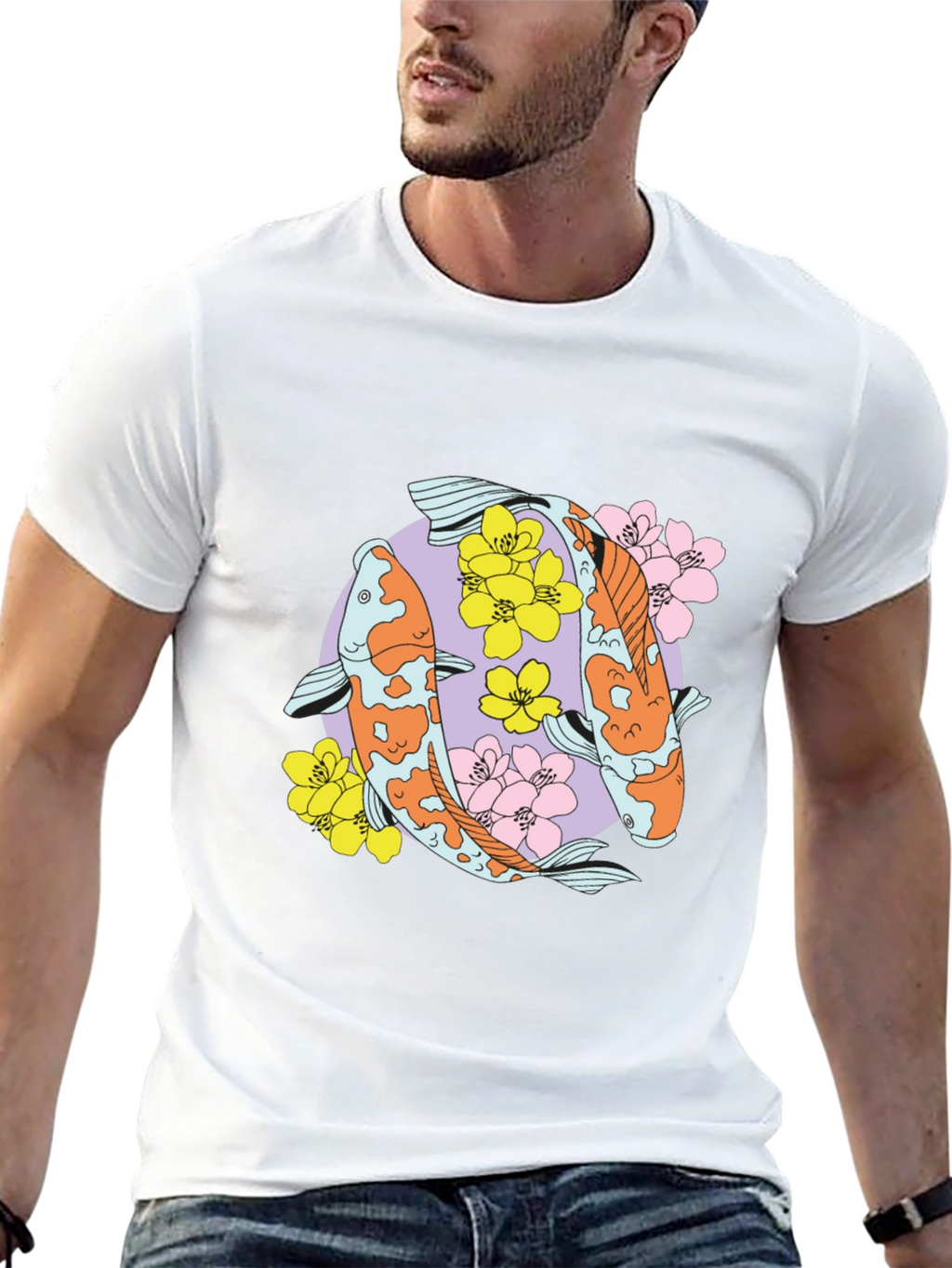Koi Fish Graphic Tee - Trendy Black T-Shirt